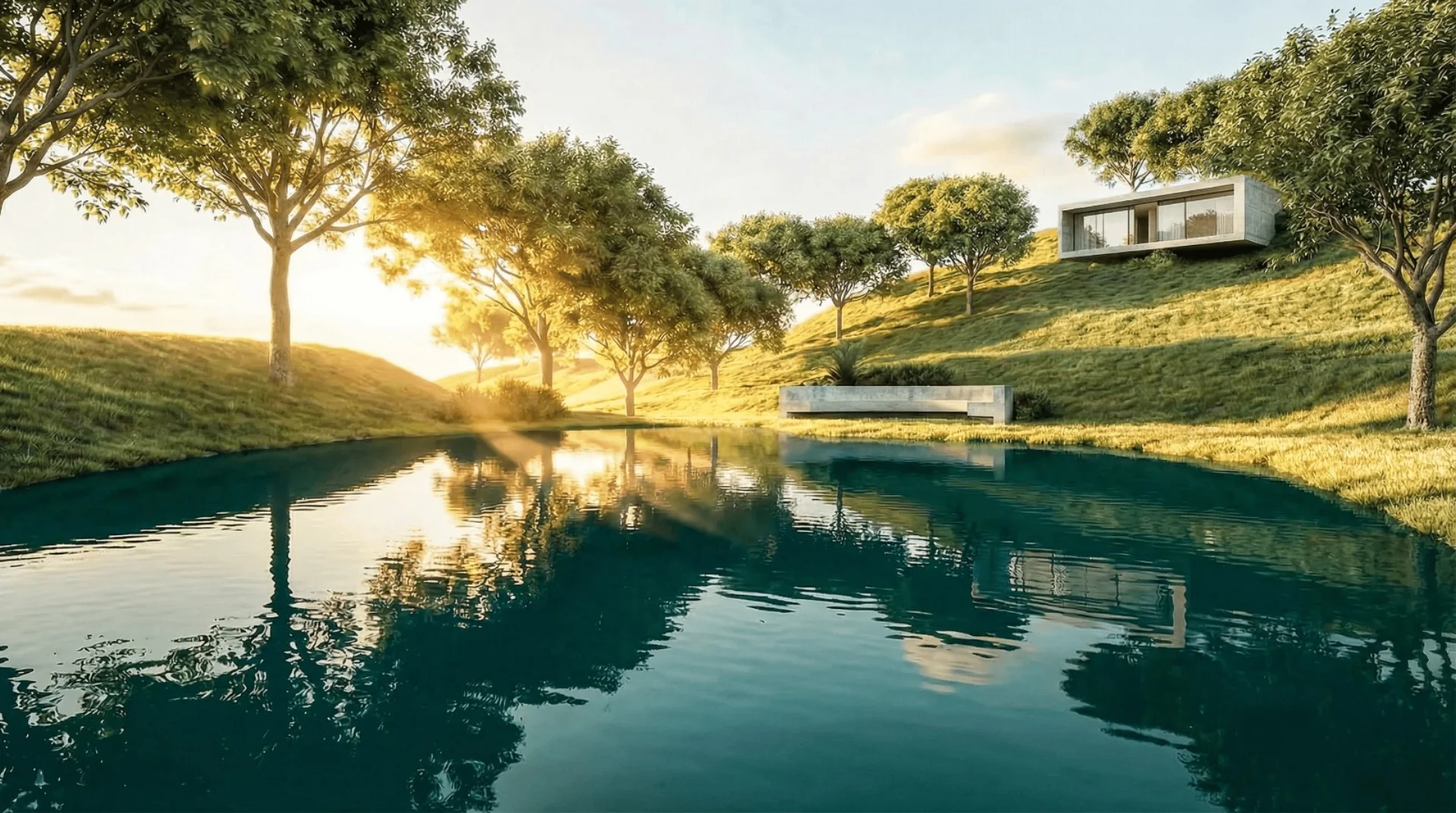 LAS VILLES — vista panorâmica com lago natural